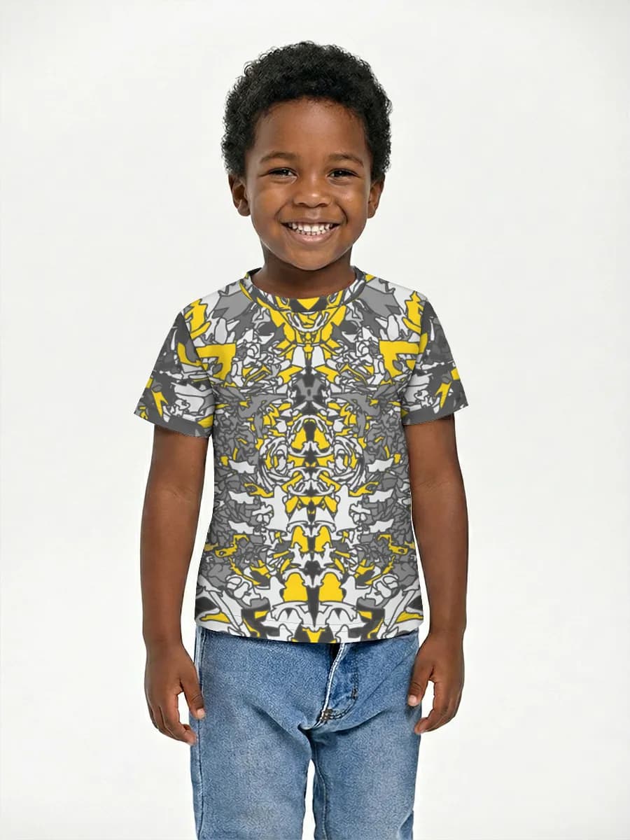 Yellow Gray Inkblot Abstract