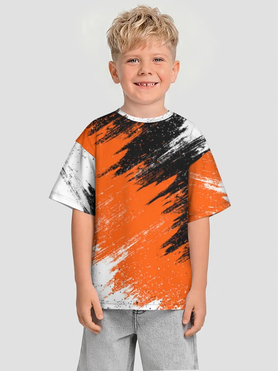 Orange Black Brushstroke Abstract