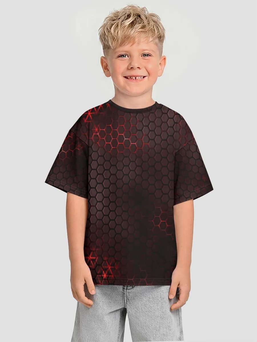 Red Neon Hex Grid