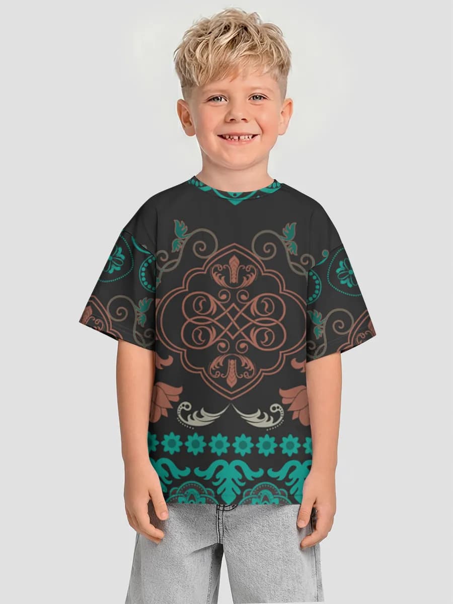 Teal Copper Damask