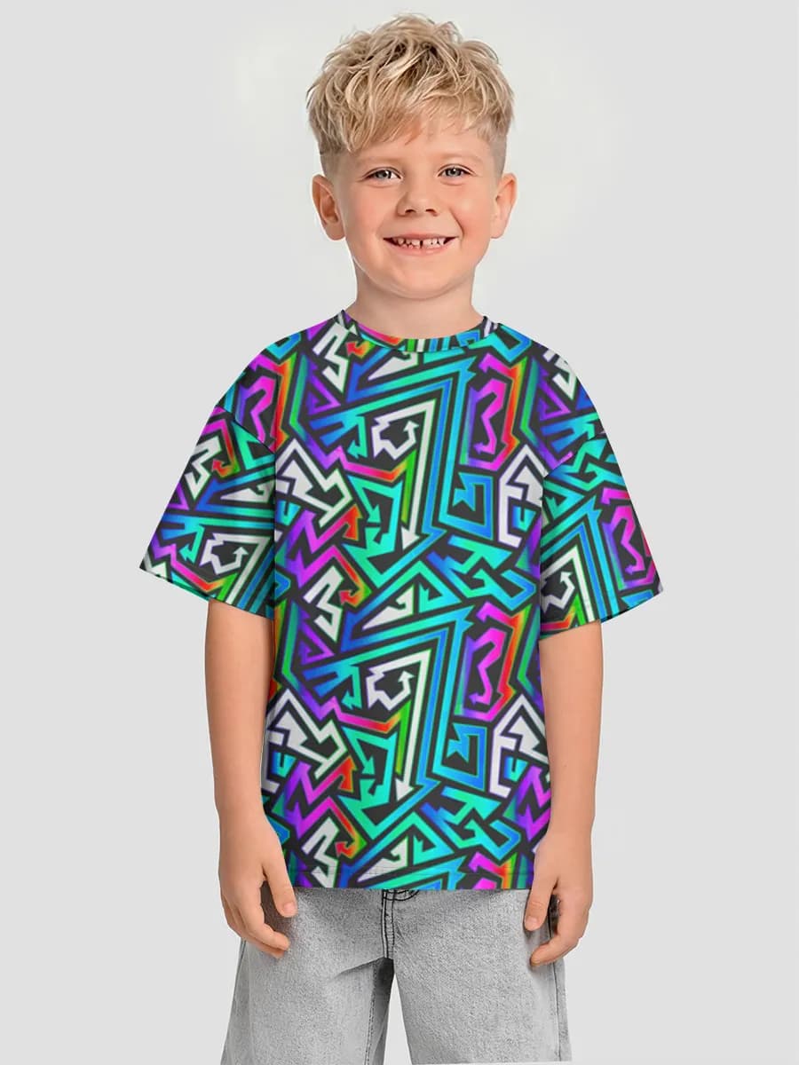 Neon Geometric Zigzag Maze