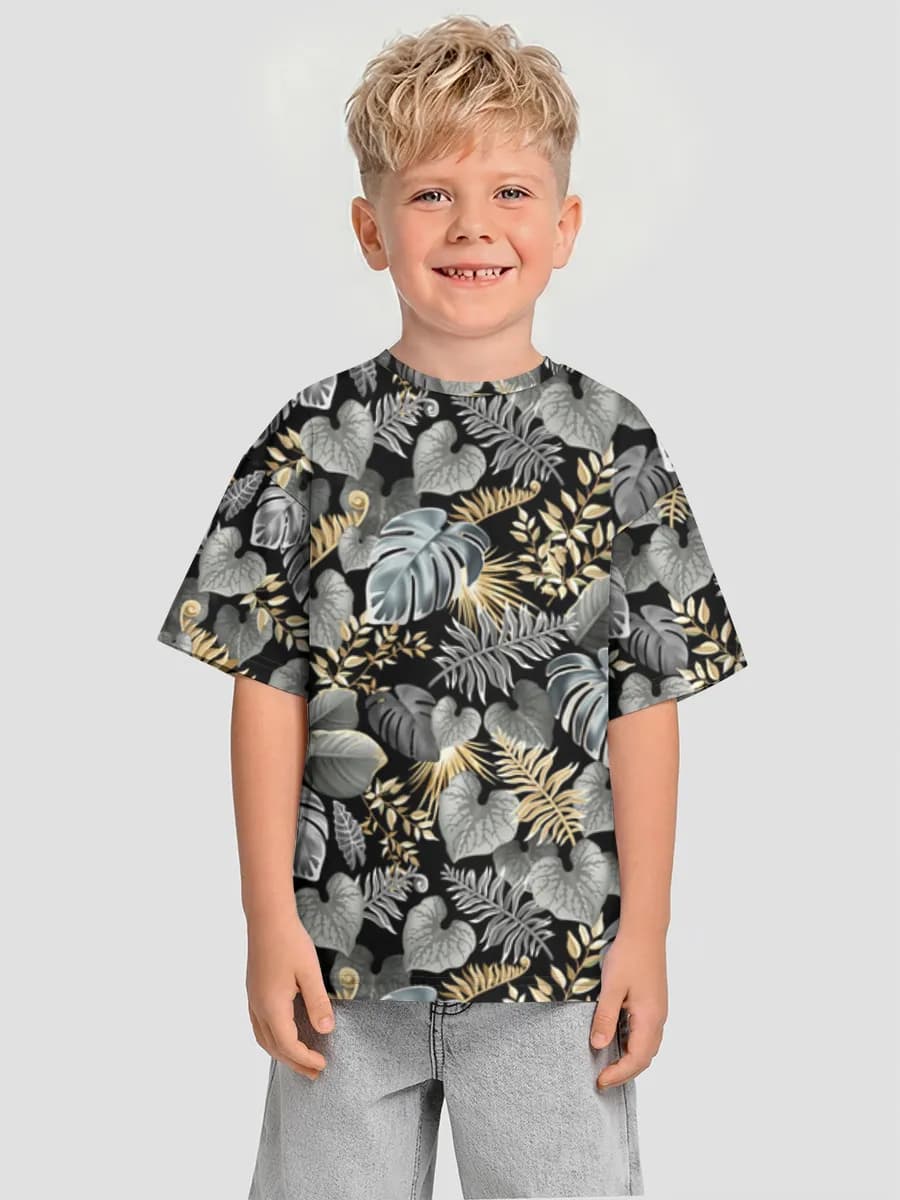 Black Gold Tropical Leaves