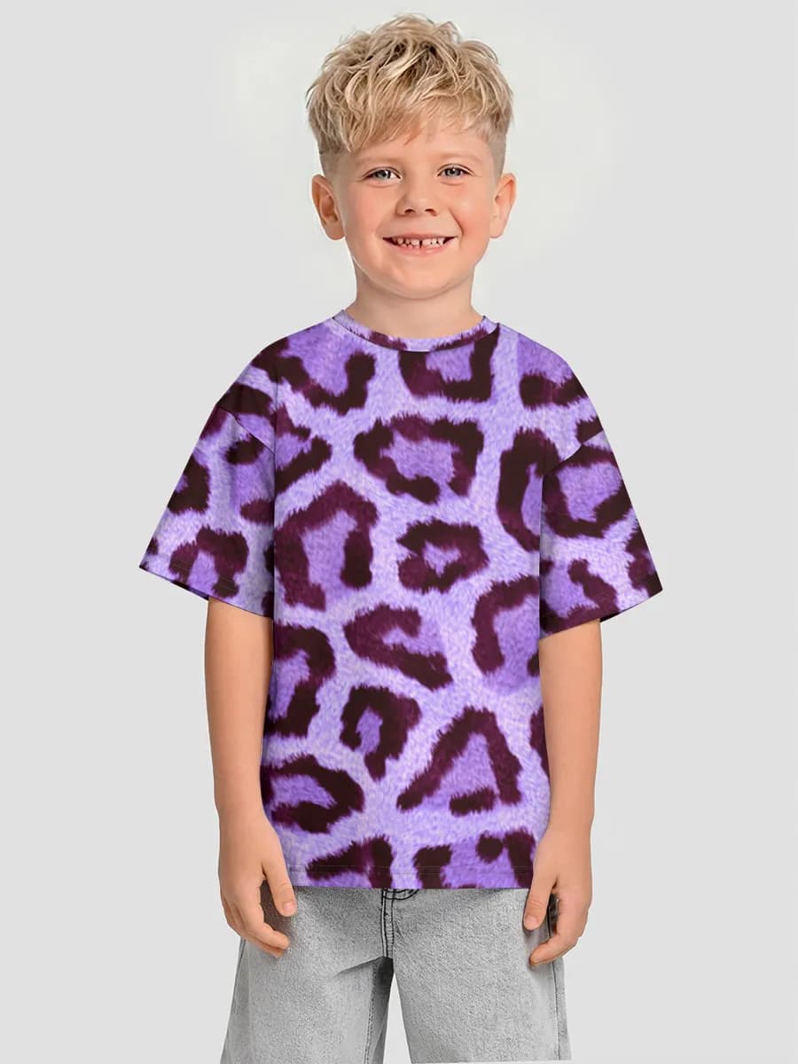 Purple Leopard Print — Children's T-shirt. Oversized