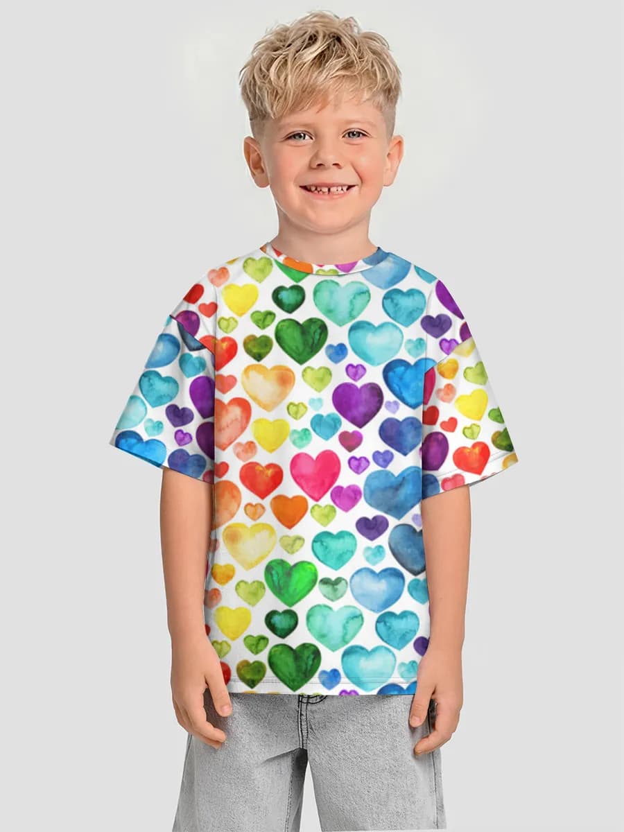Watercolor Rainbow Hearts