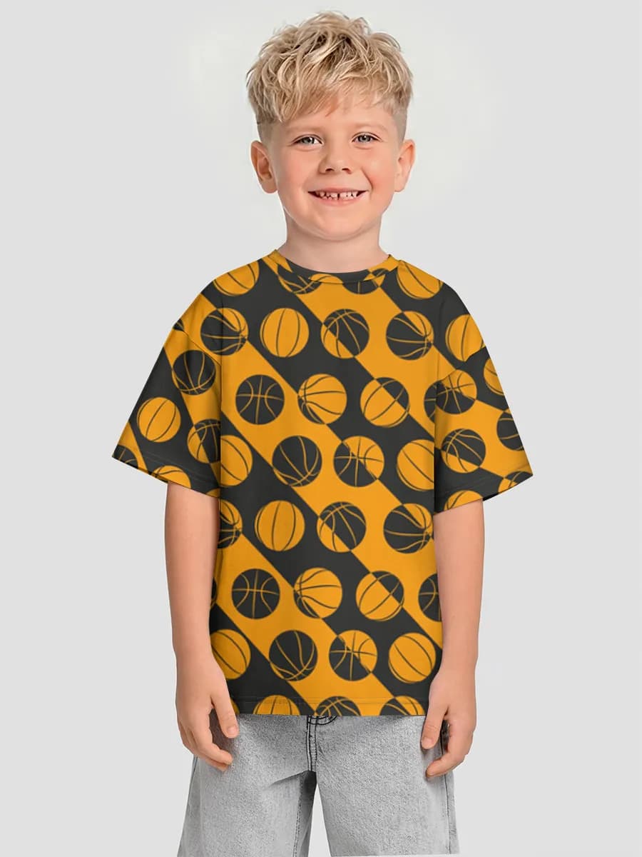 Orange Basketball Diagonal Print