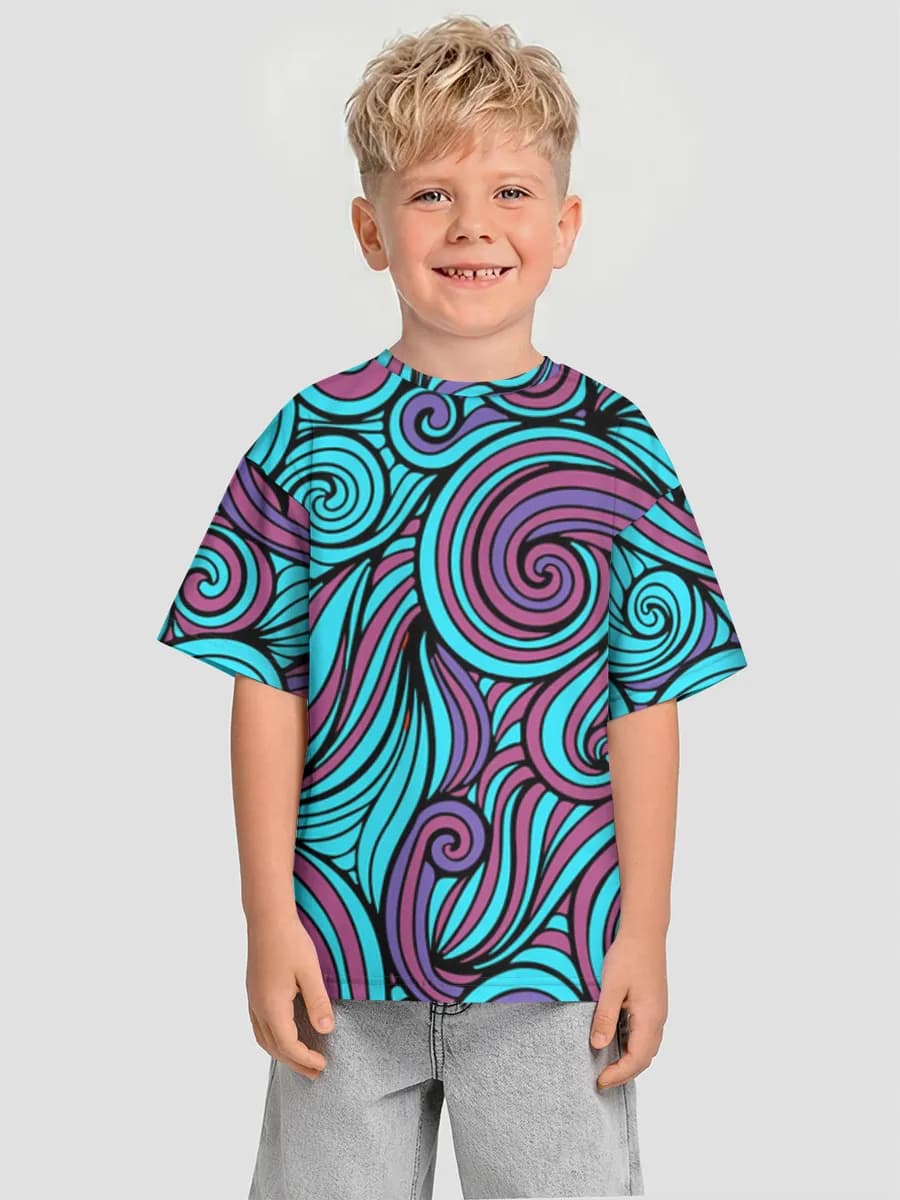 Psychedelic Swirl Waves — Children's T-shirt. Oversized