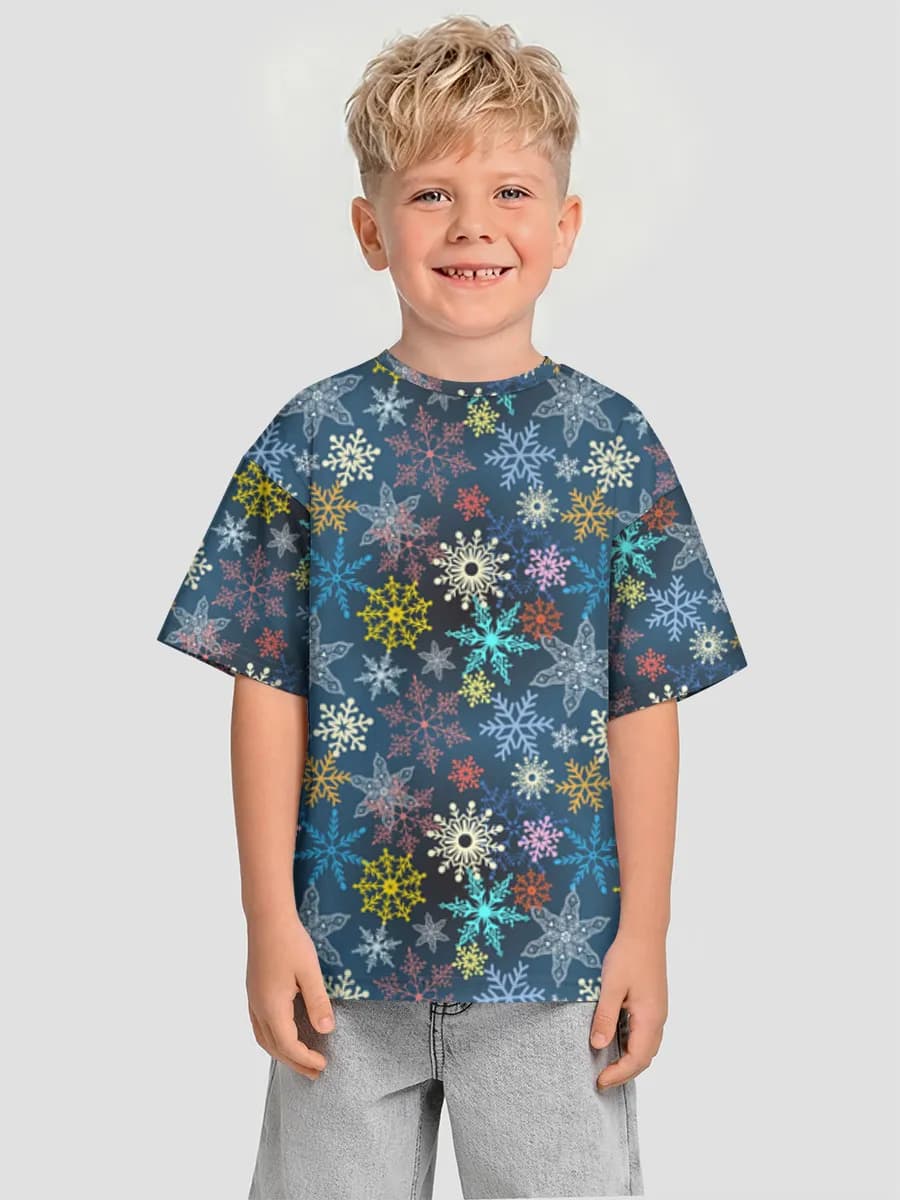 Colorful Snowflakes on Navy