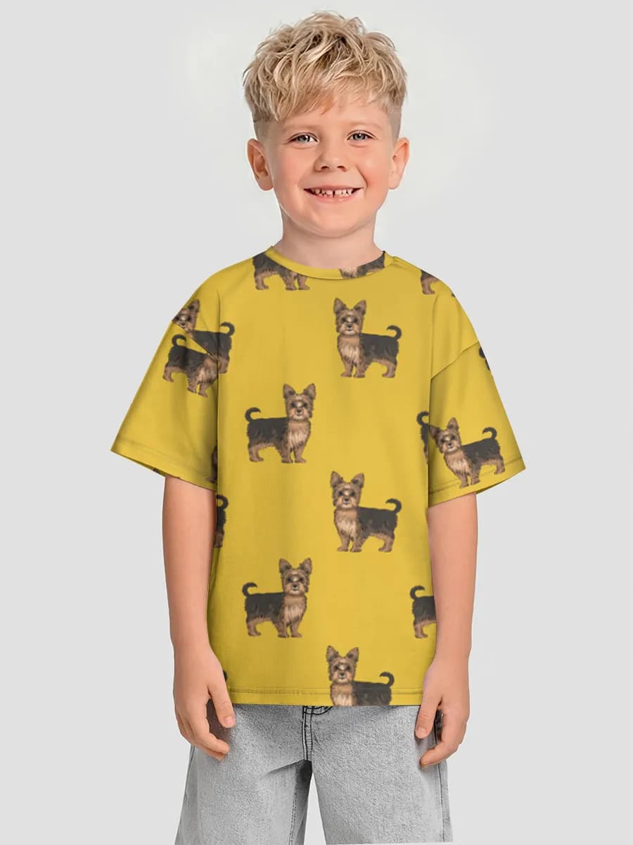 Yorkie Dogs On Yellow