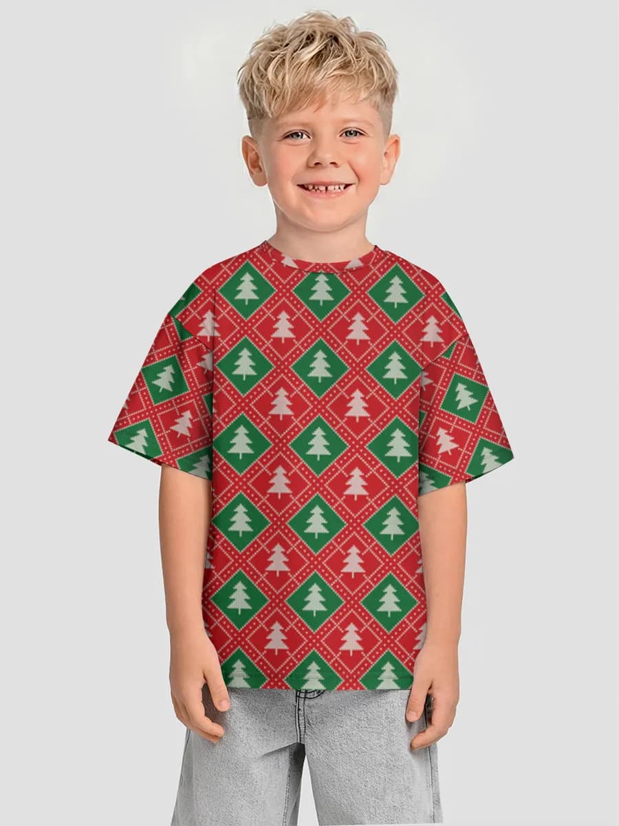 Ugly Christmas Sweater Trees — Children's T-shirt. Oversized