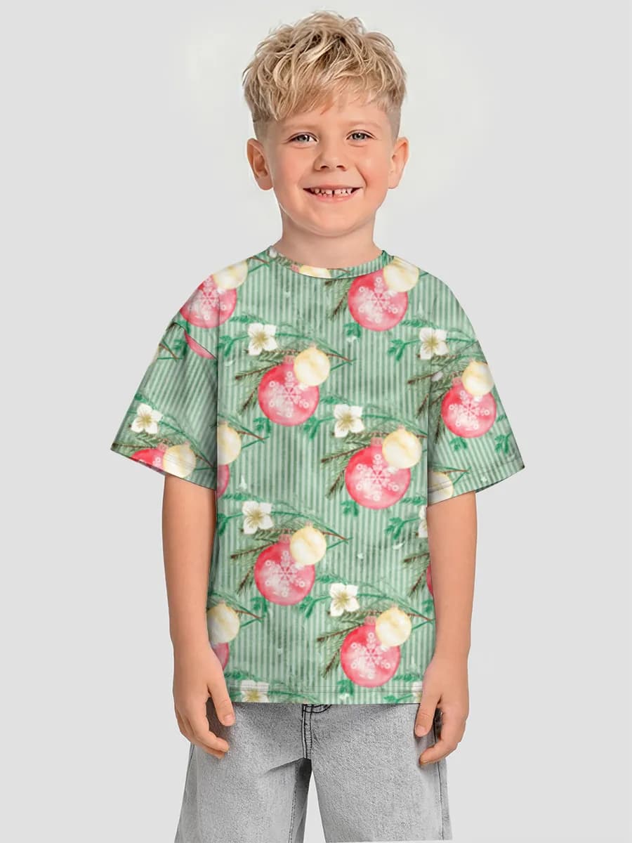 Watercolor Christmas Ornaments — Children's T-shirt. Oversized