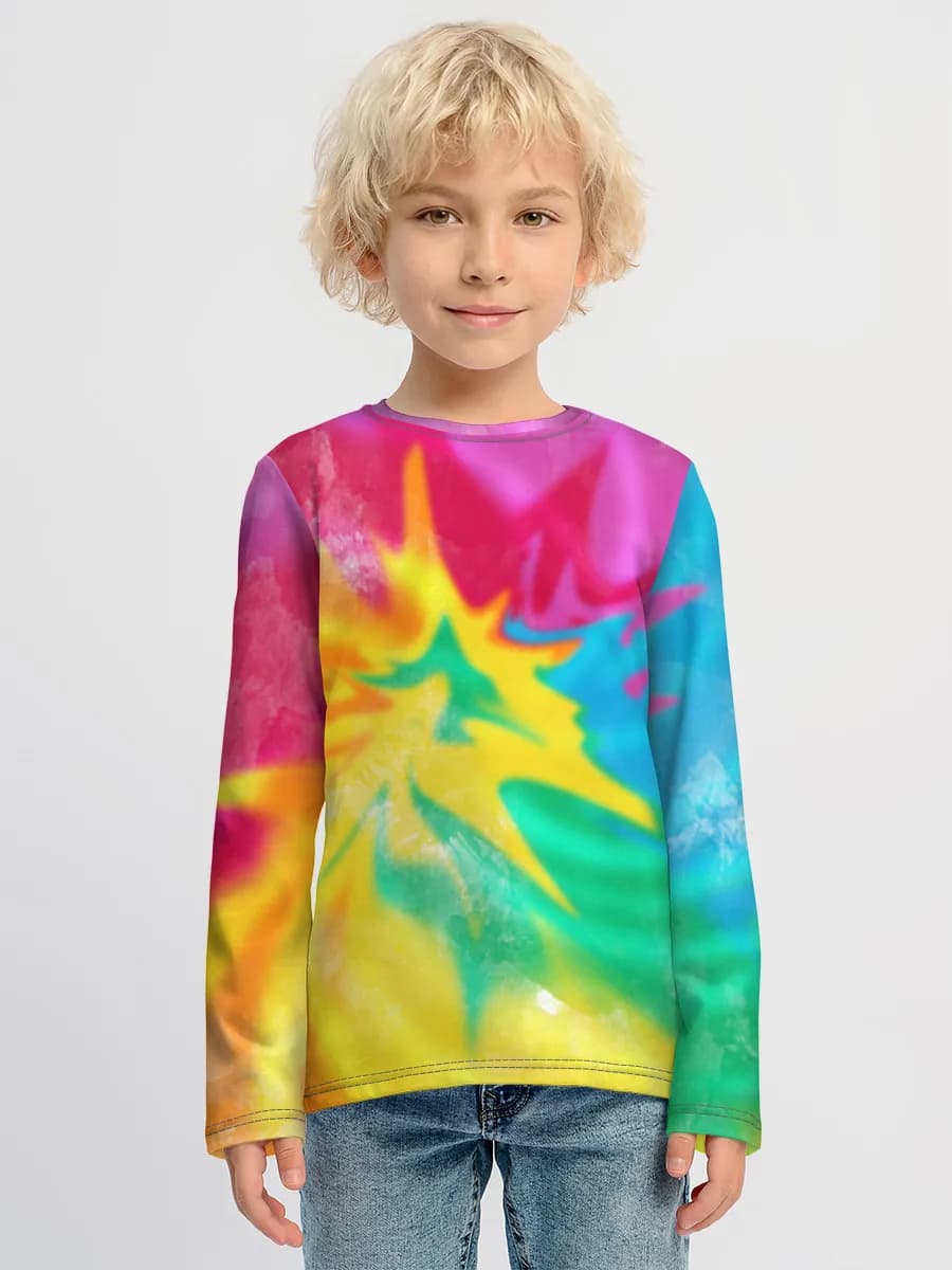 Rainbow Watercolor Burst — Children's cotton long sleeve shirt