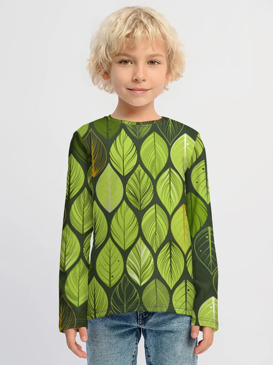 Green Leaf Mosaic — Children's cotton long sleeve shirt