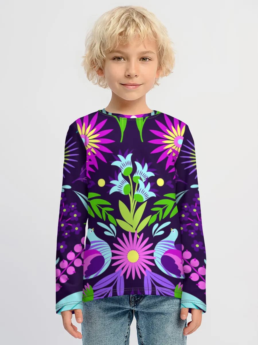 Neon Folk Floral Birds