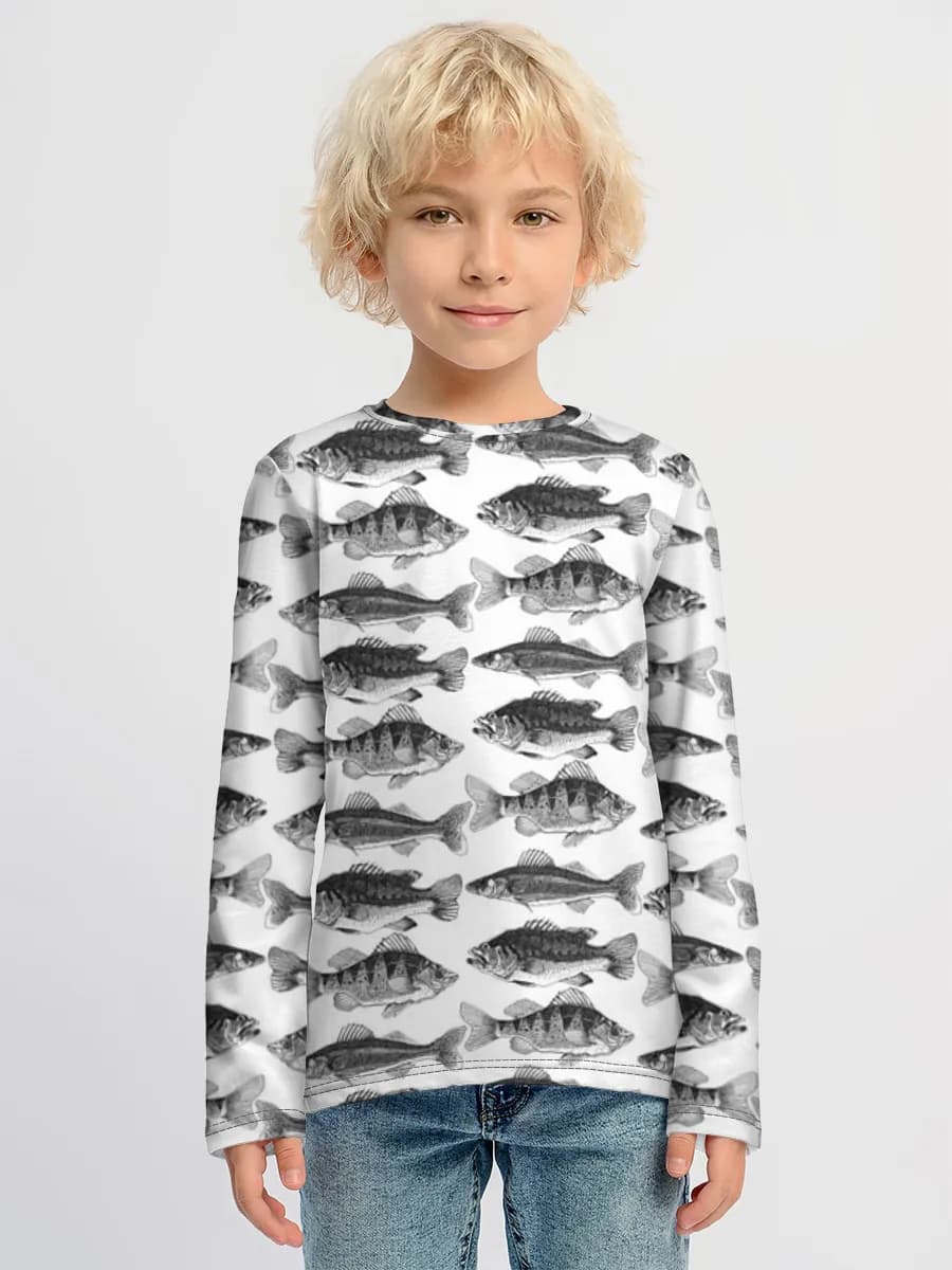 Vintage Fish Illustration — Children's cotton long sleeve shirt