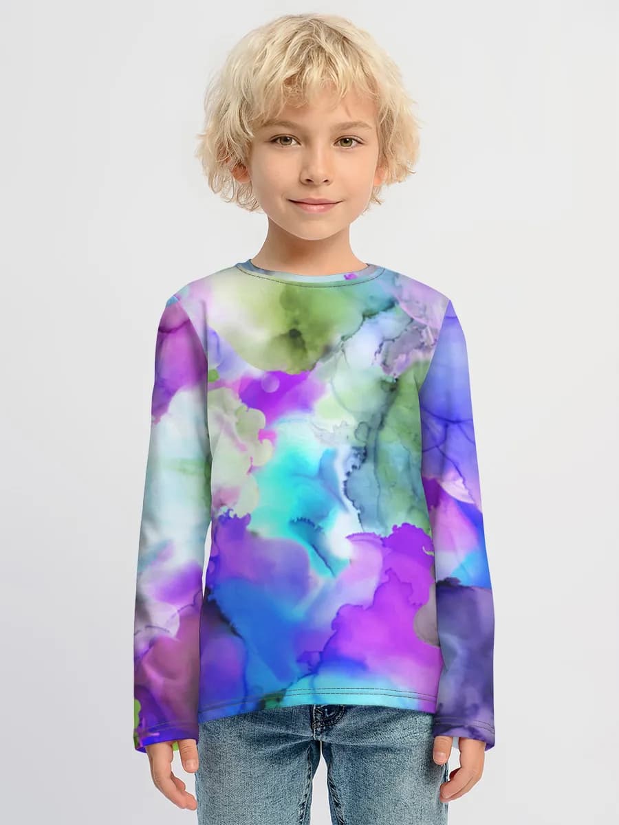 Vibrant Alcohol Ink Clouds — Children's cotton long sleeve shirt