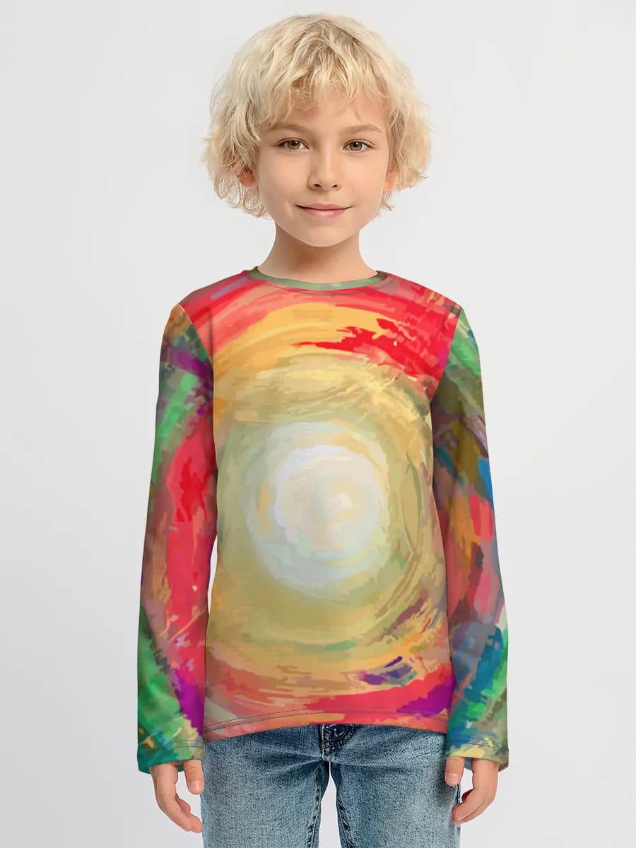 Rainbow Paint Swirl — Children's cotton long sleeve shirt