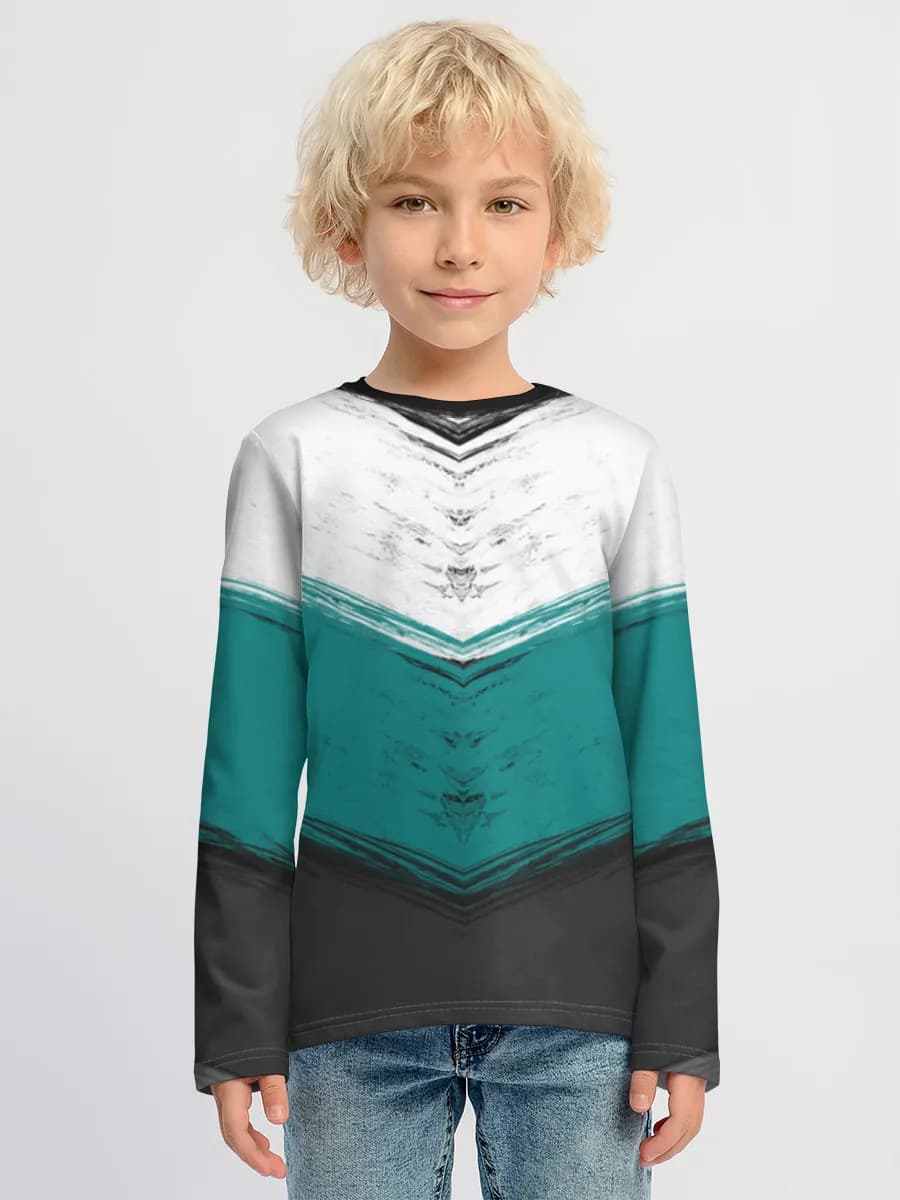 Teal Grunge Chevron V