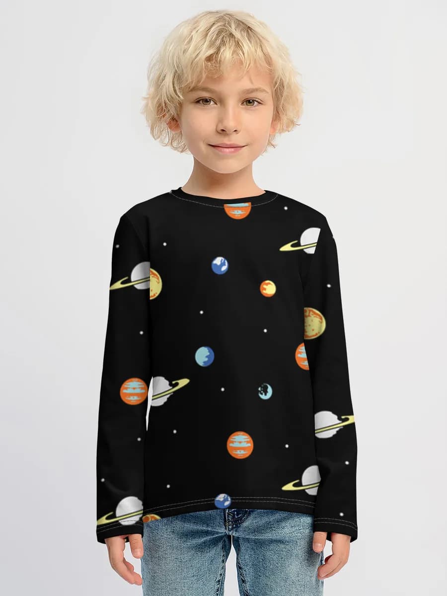 Cute Solar System Art — Children's cotton long sleeve shirt