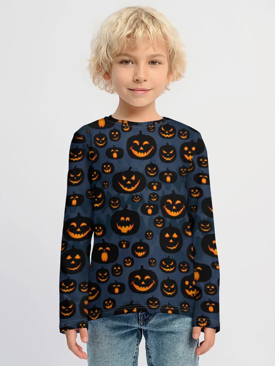 Spooky Jack O Lanterns — Children's cotton long sleeve shirt