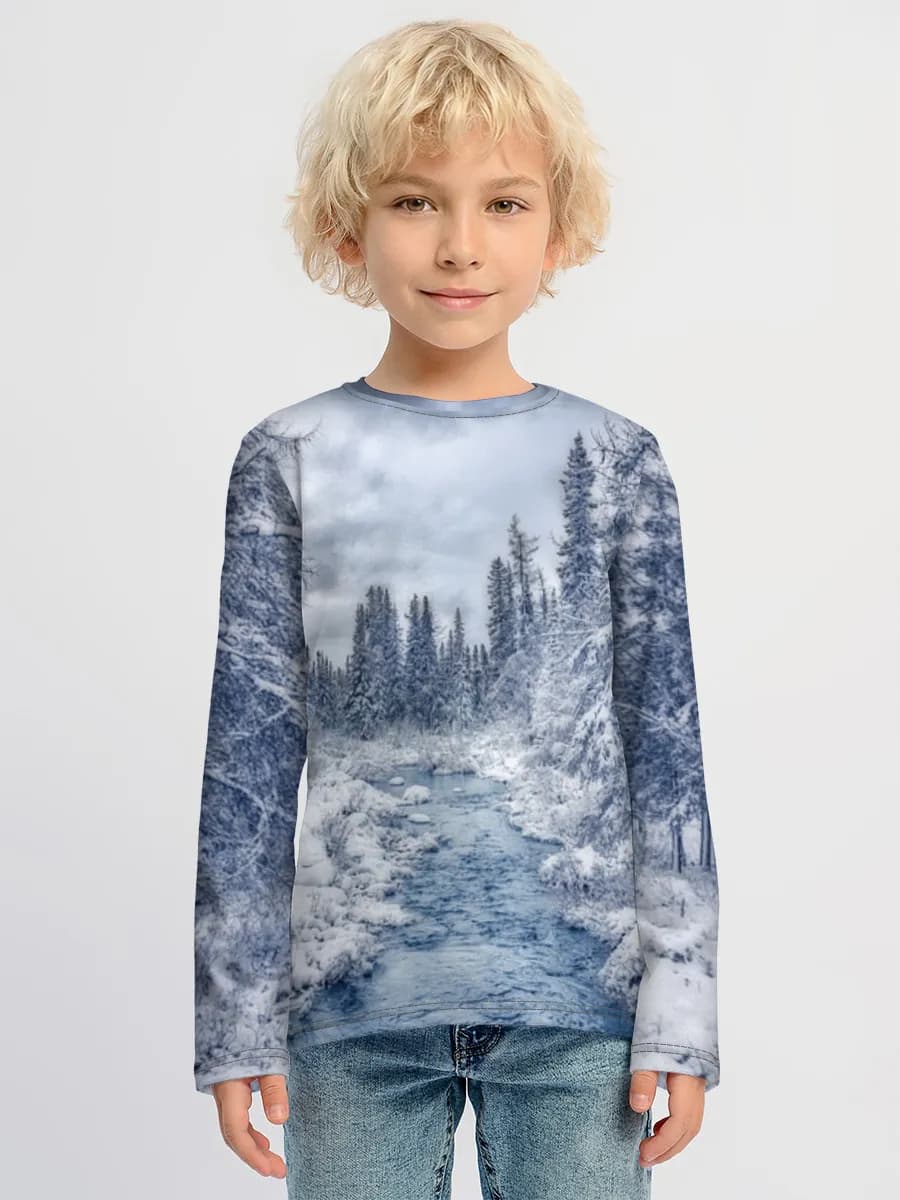 Winter River In Pines