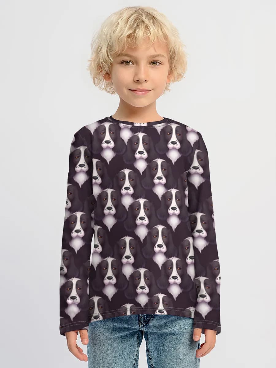 Cute Spaniel Faces — Children's cotton long sleeve shirt
