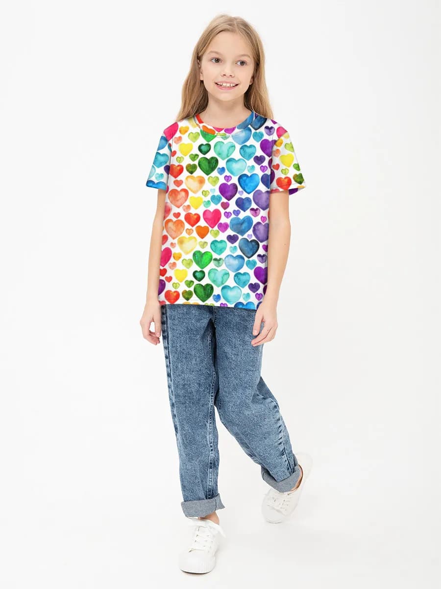 Watercolor Rainbow Hearts