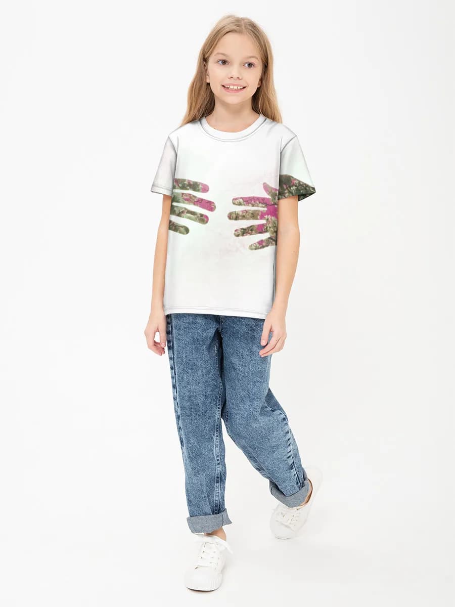 Reaching Hands Blossom Dream — Children's cotton T-shirt (for girls. Copy)
