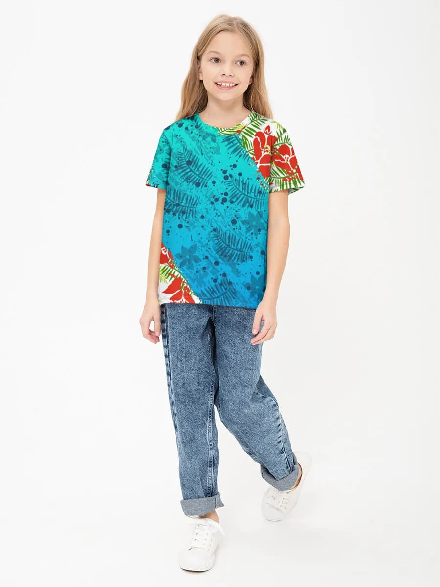 Tropical Floral Blue Brushstroke