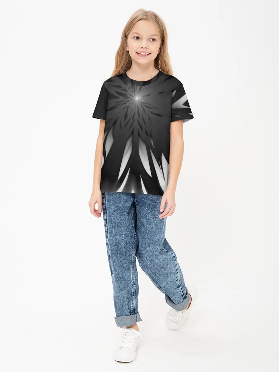 Monochrome Abstract Vortex — Children's cotton T-shirt (for girls. Copy)
