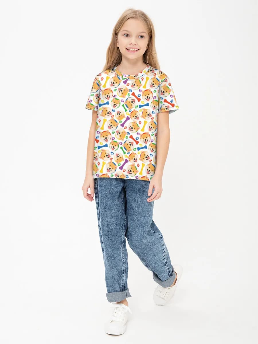 Cute Shiba Inu Faces — Children's cotton T-shirt (for girls. Copy)