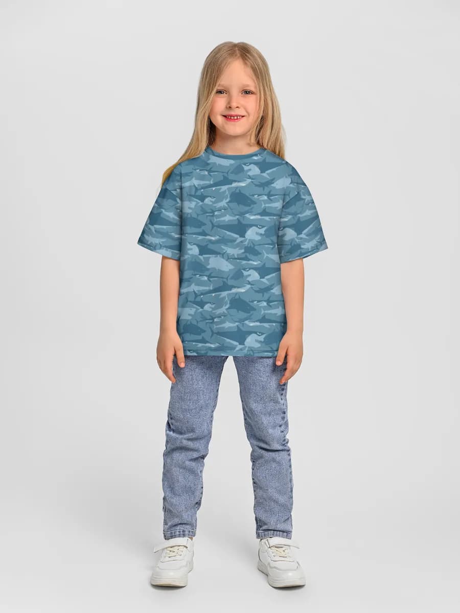 School Of Sharks — Children's T-shirt. Oversized