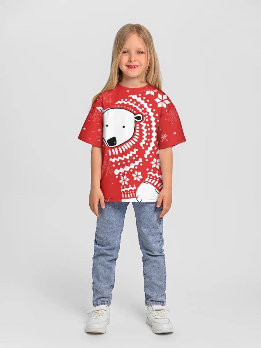 Polar Bear Christmas Sweater — Children's T-shirt. Oversized