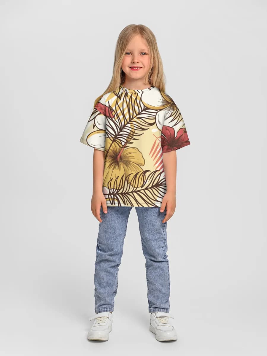 Tropical Hibiscus Botanicals — Children's T-shirt. Oversized