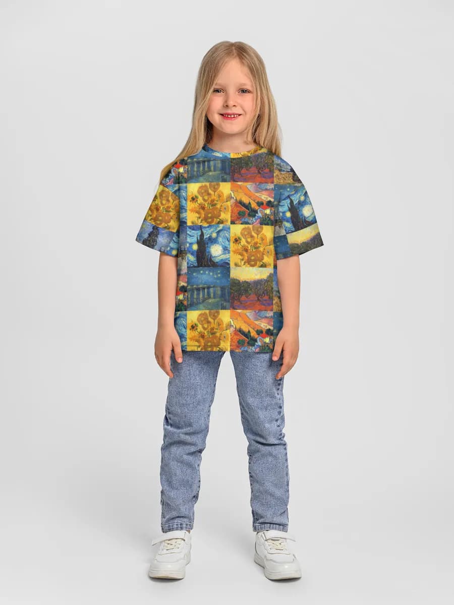 Post Impressionist Art Collage — Children's T-shirt. Oversized