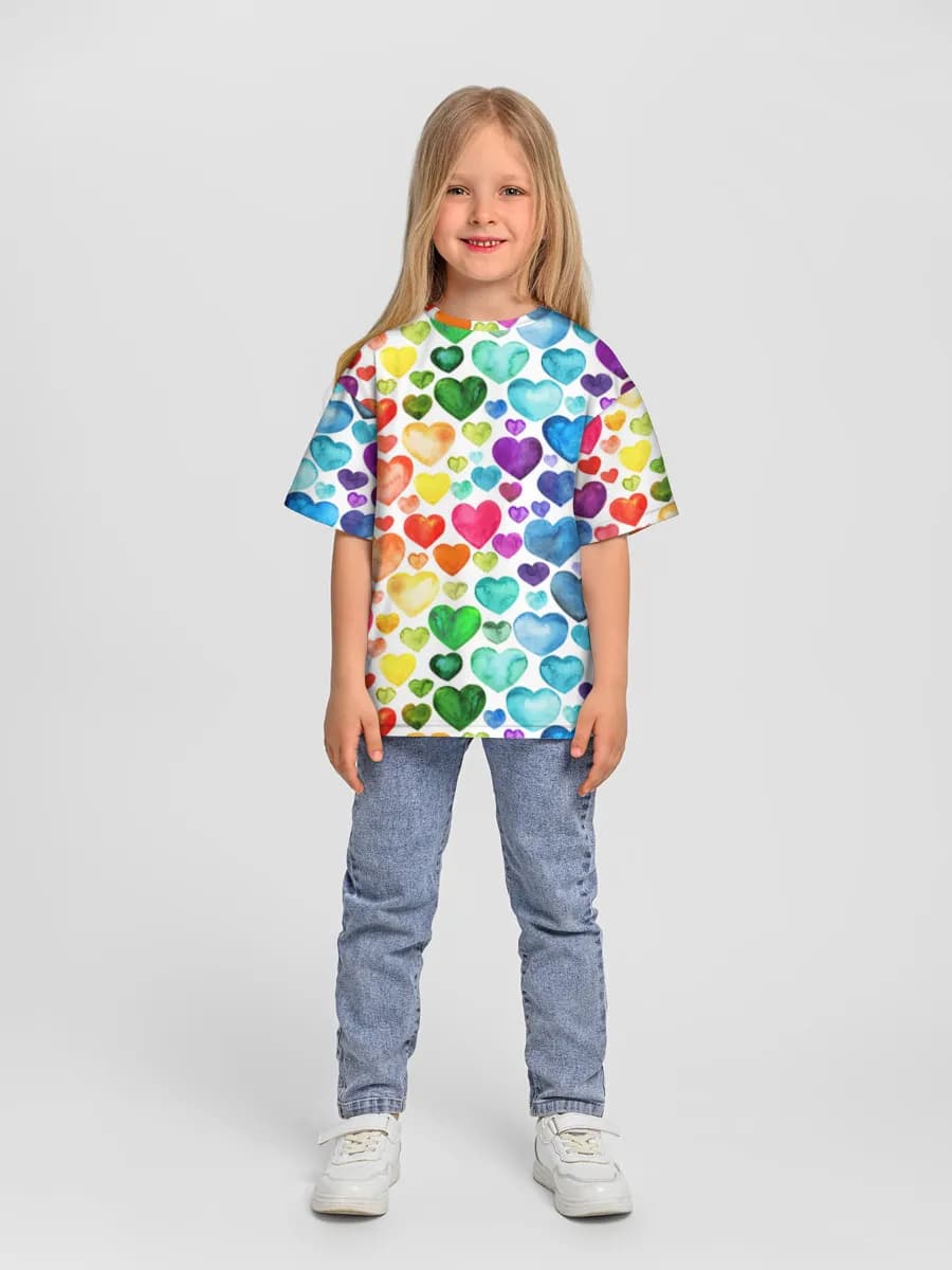 Watercolor Rainbow Hearts