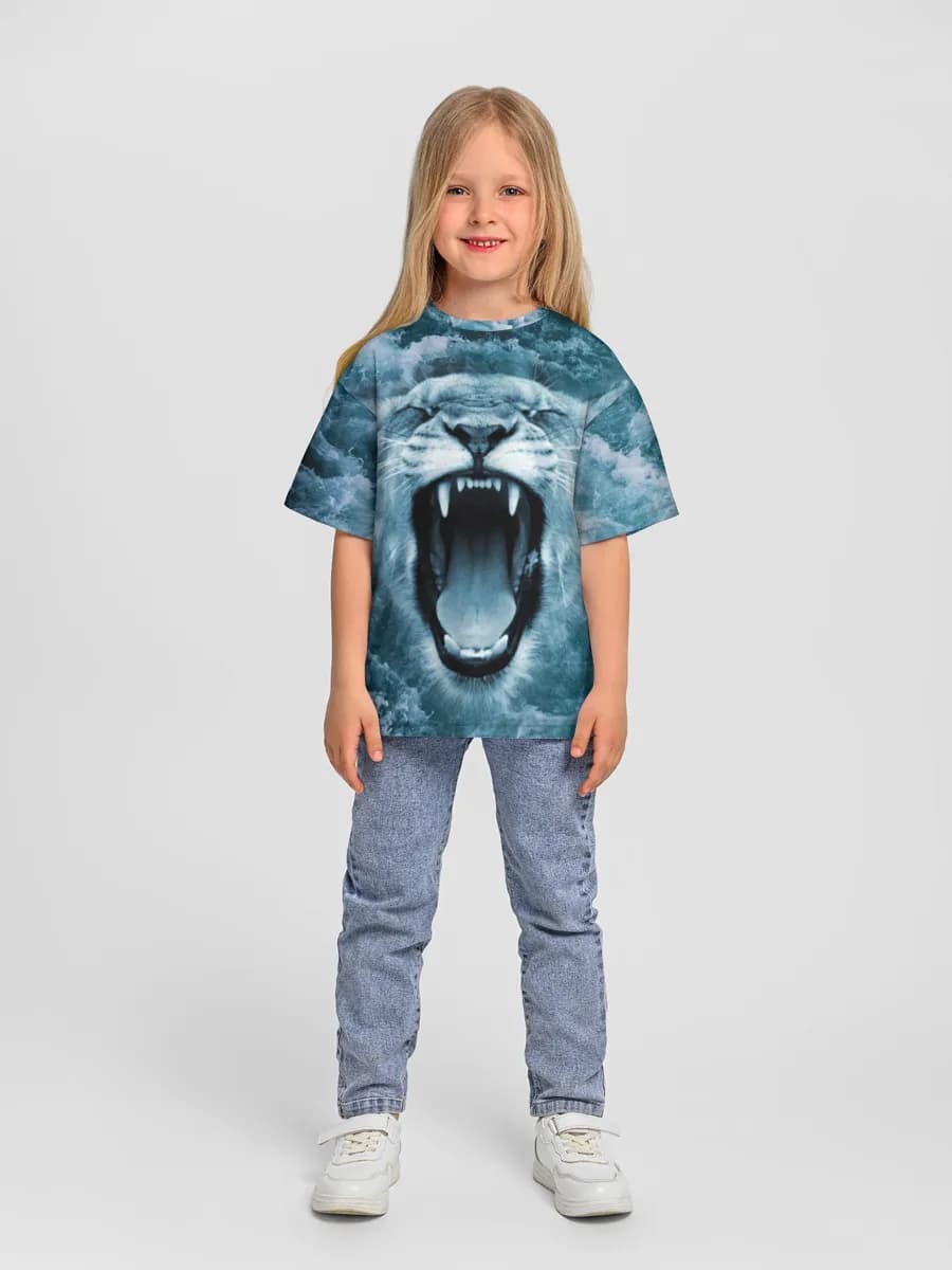 Roaring Lion Ocean Surge — Children's T-shirt. Oversized