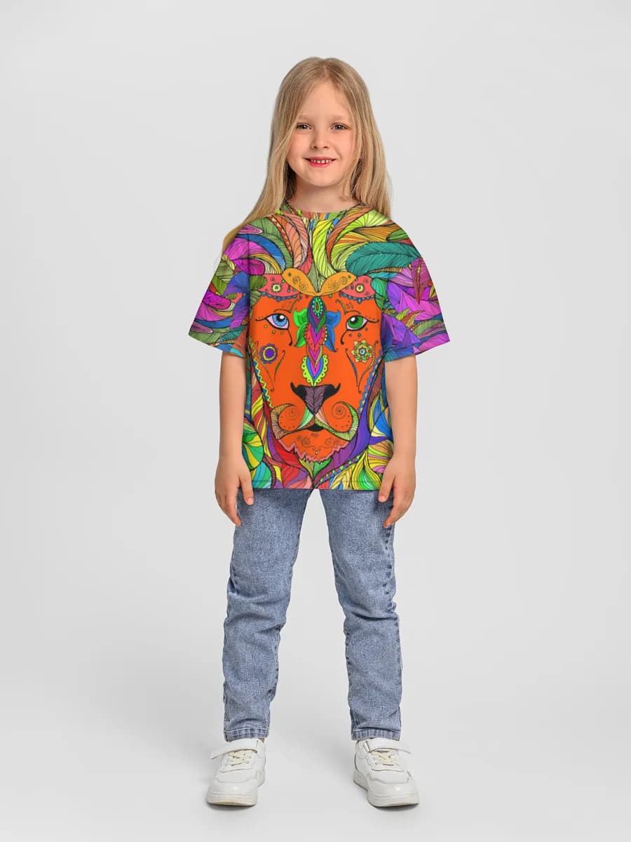 Psychedelic Lion In Leaves