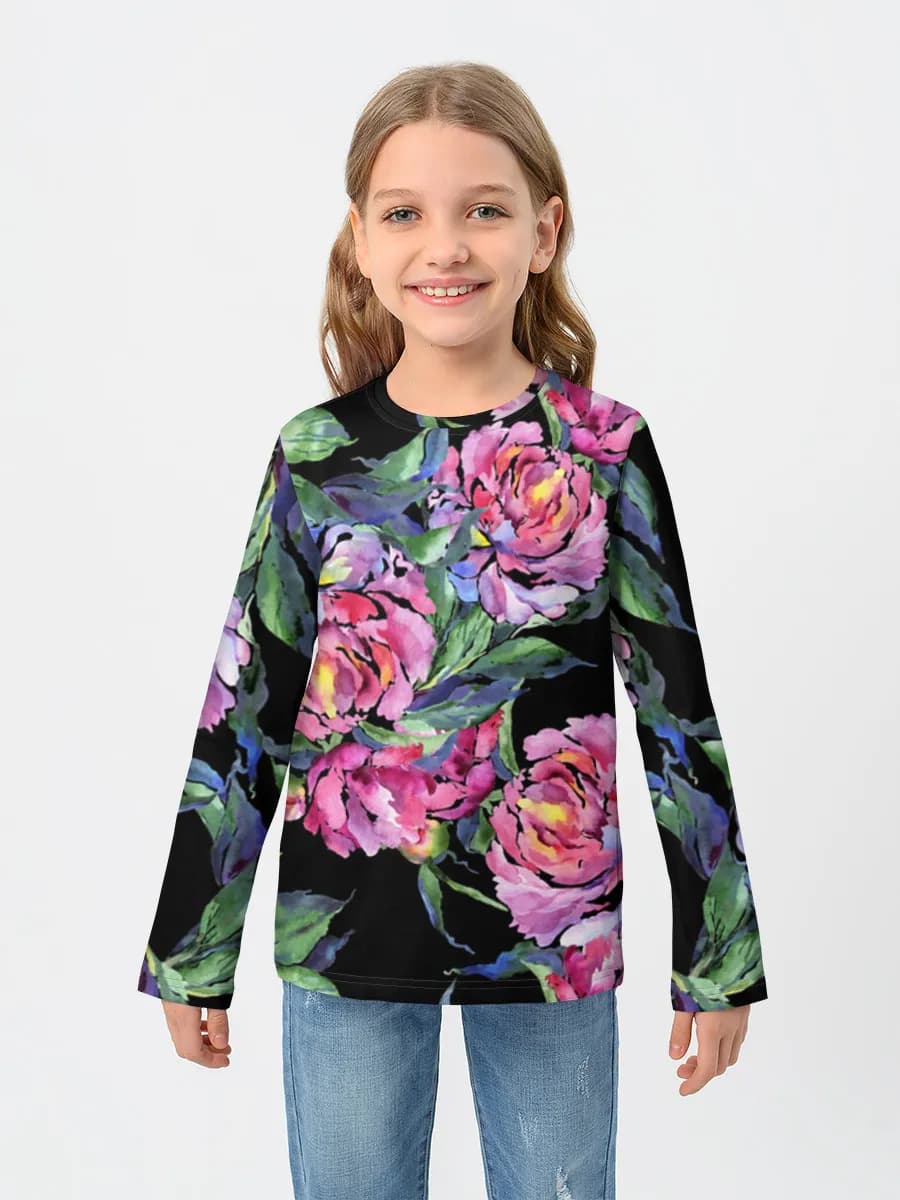 Watercolor Peonies On Black