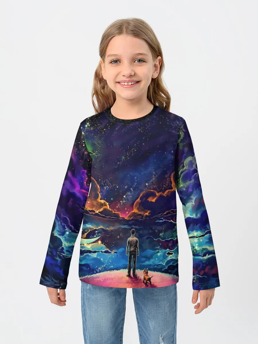 Stargazer Under Cosmic Nebula