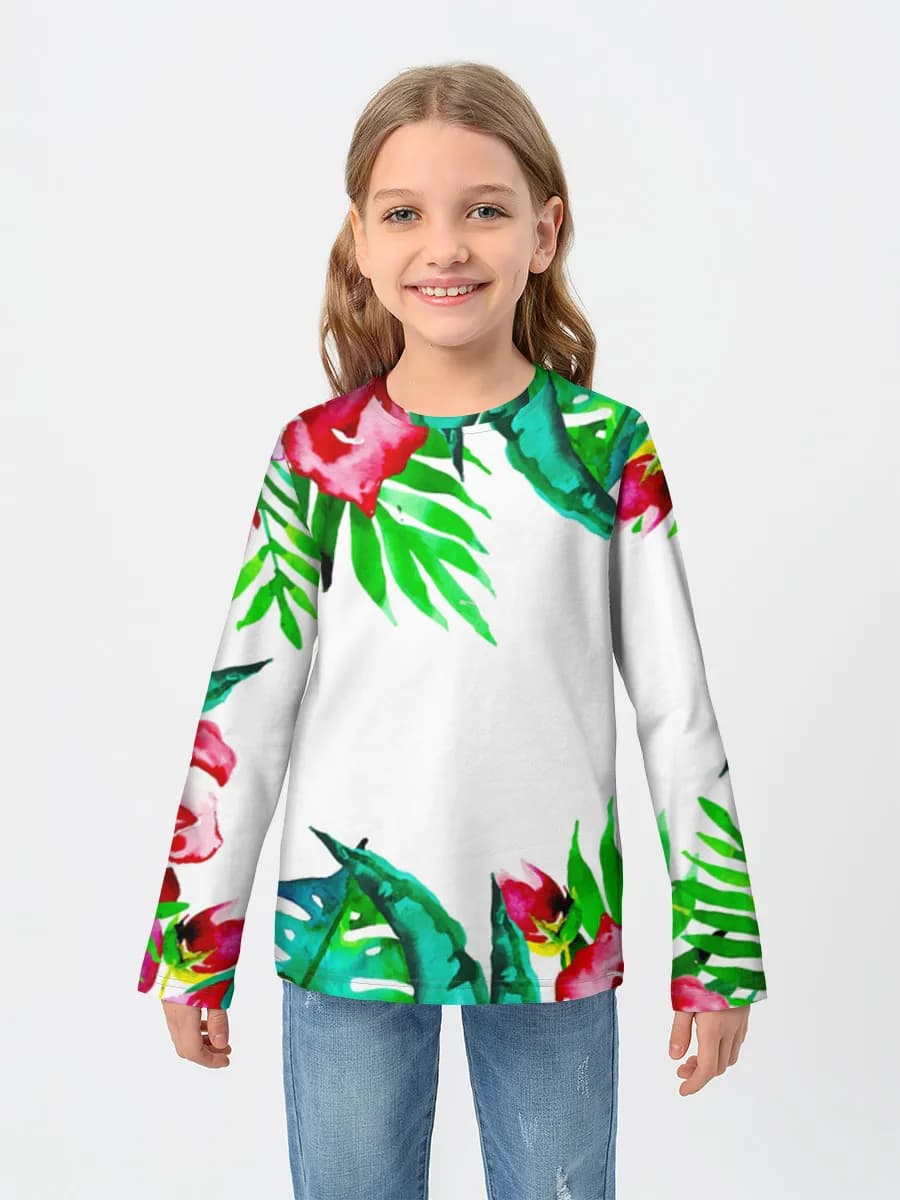 Watercolor Tropical Floral Border