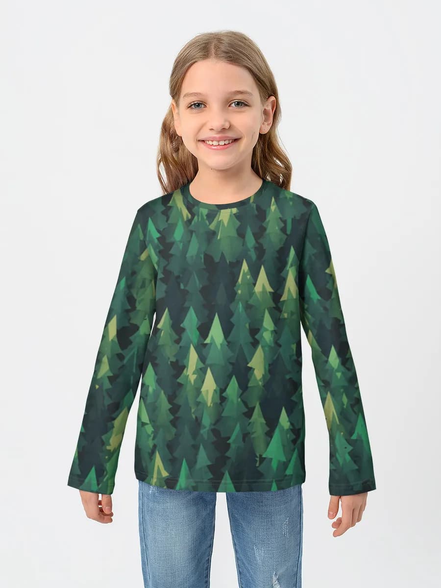 Evergreen Forest Silhouette — Children's cotton long sleeve shirt