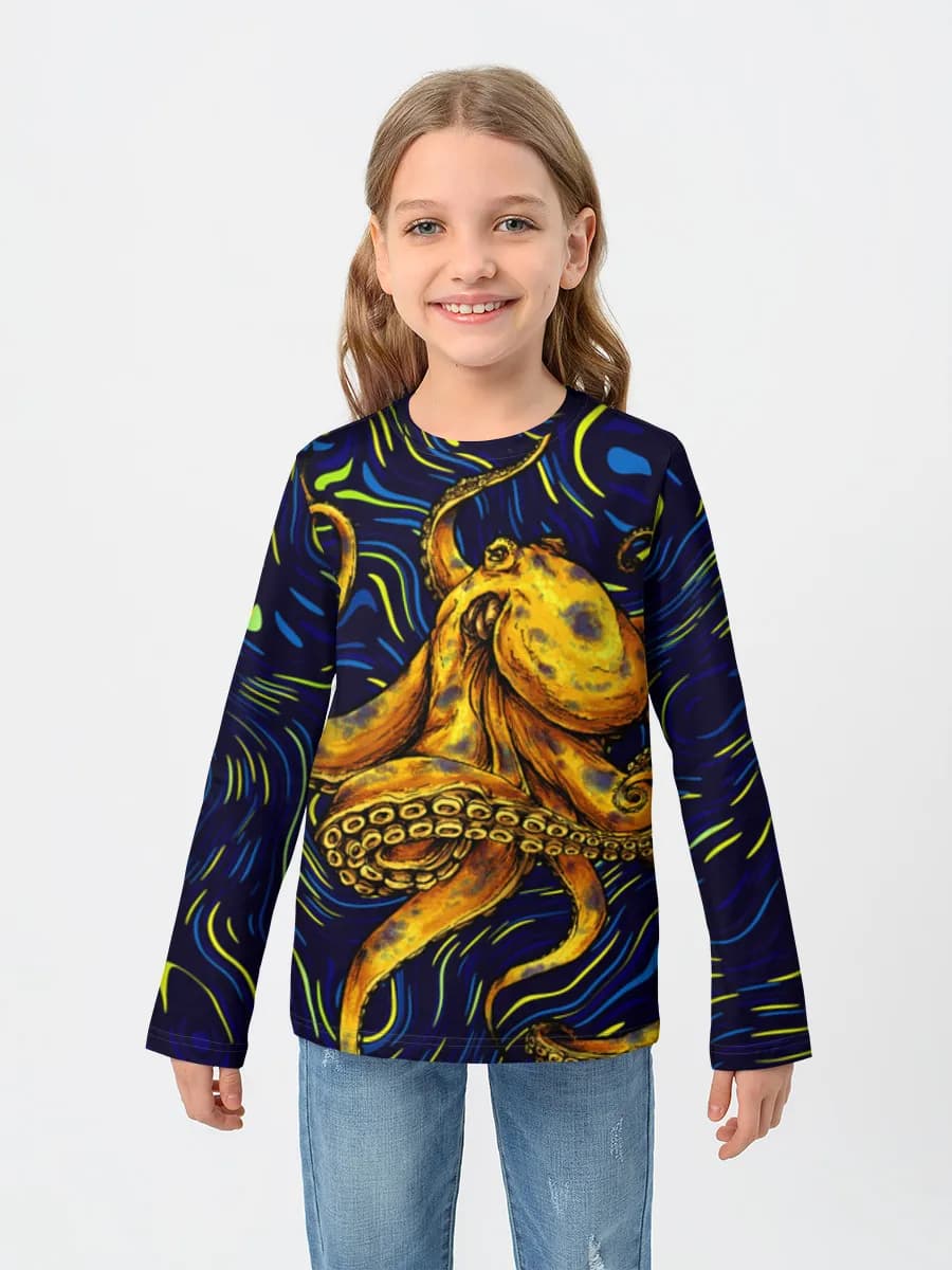 Golden Octopus Night Swirls