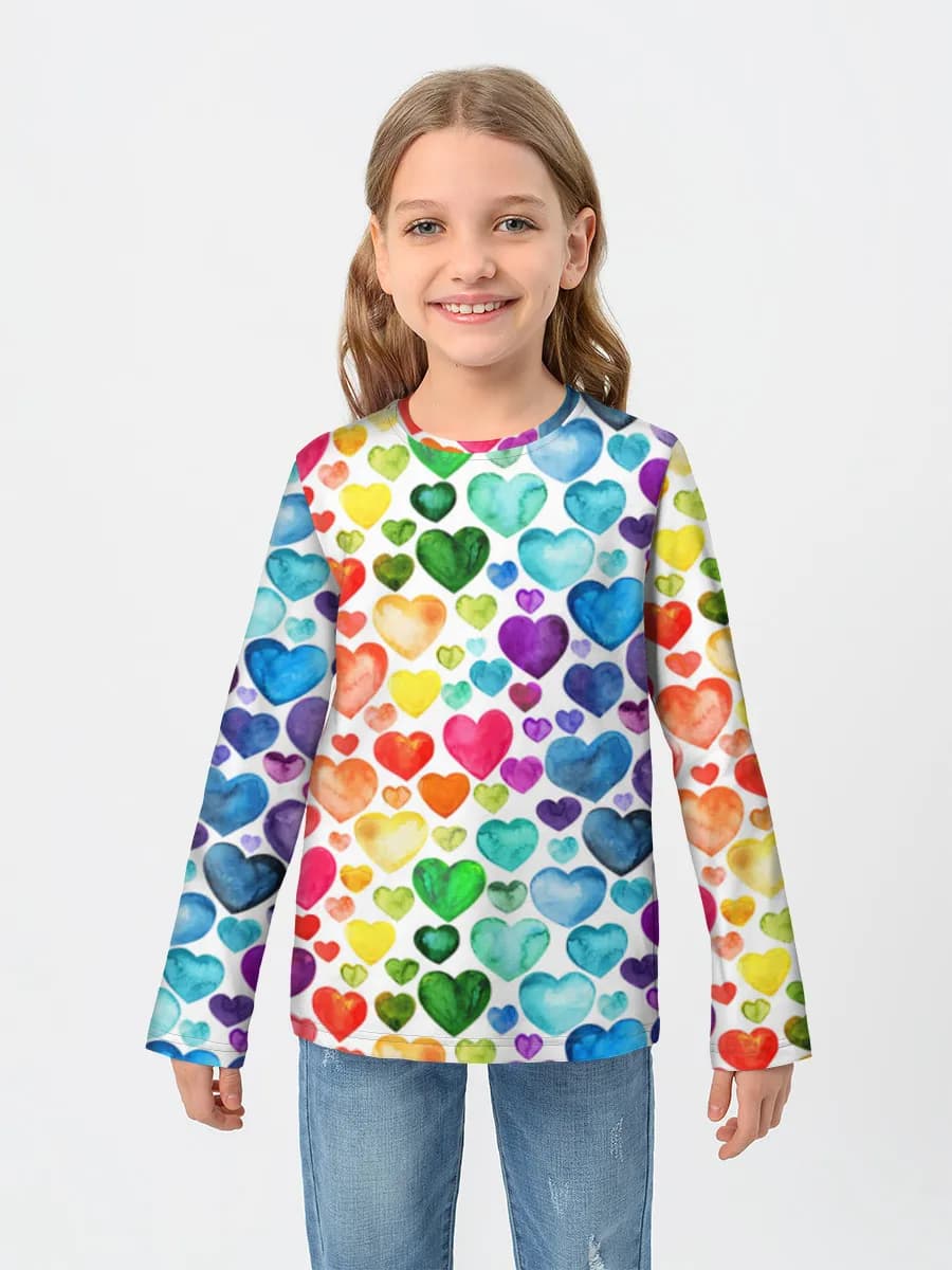 Watercolor Rainbow Hearts