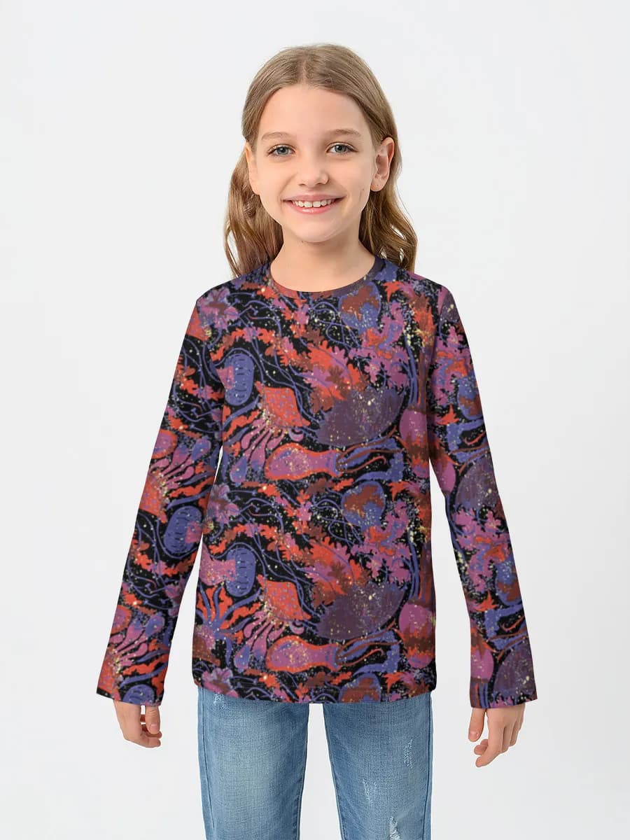 Neon Jellyfish Ocean Art — Children's cotton long sleeve shirt