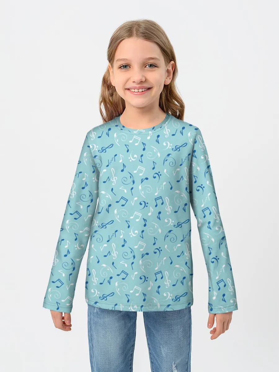 Blue Musical Notes — Children's cotton long sleeve shirt