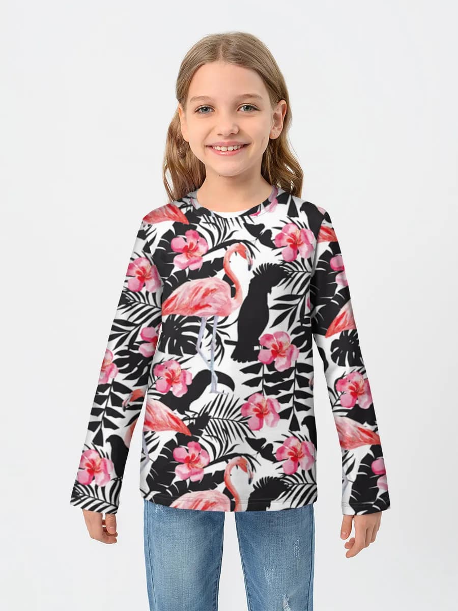 Tropical Flamingos And Hibiscus