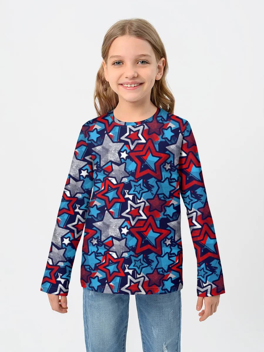 Pop Art Starburst Stars — Children's cotton long sleeve shirt