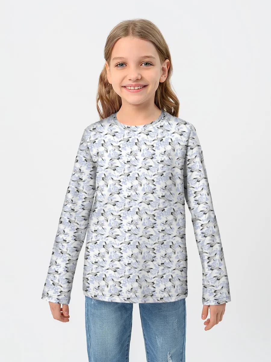 Blue Shark Sketch Swarm — Children's cotton long sleeve shirt