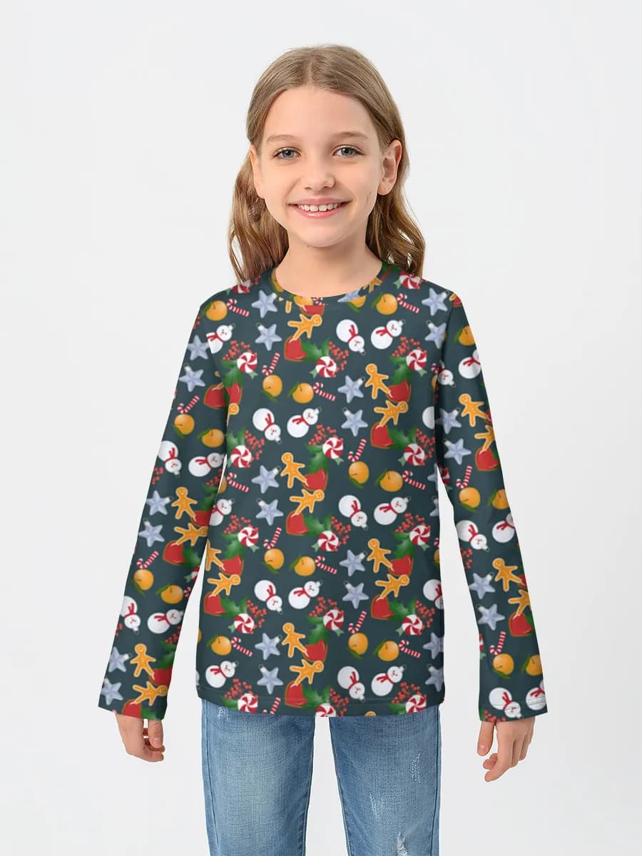 Christmas Candy Gingerbread Mix — Children's cotton long sleeve shirt