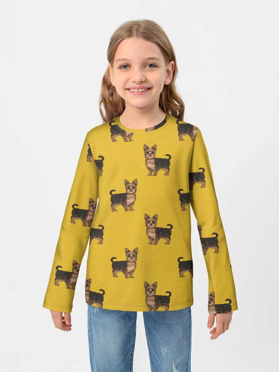 Yorkie Dogs On Yellow